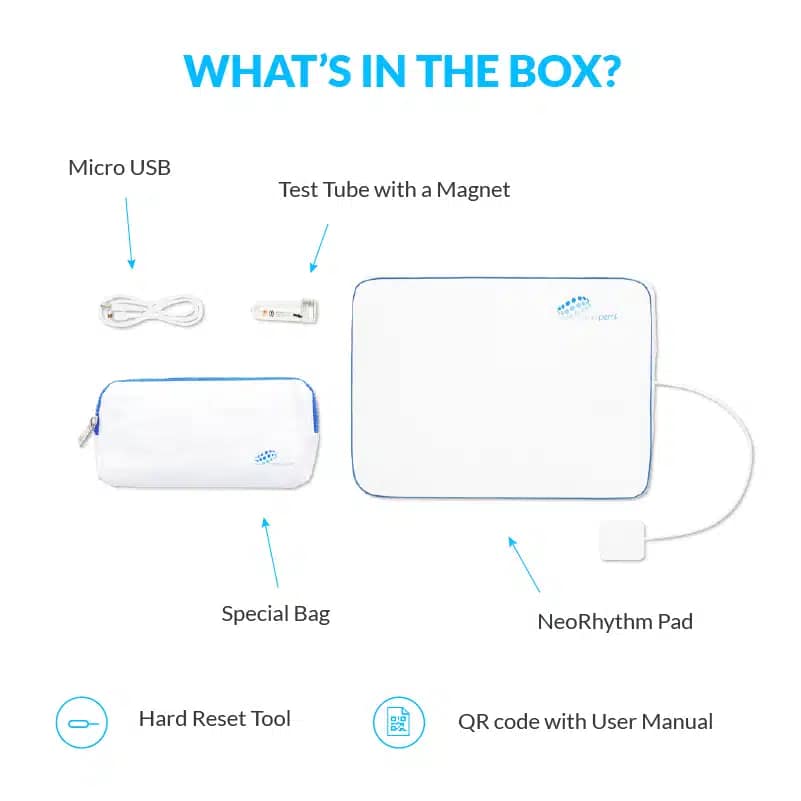mniPEMF NeoRhythm Pad review accessories included in box