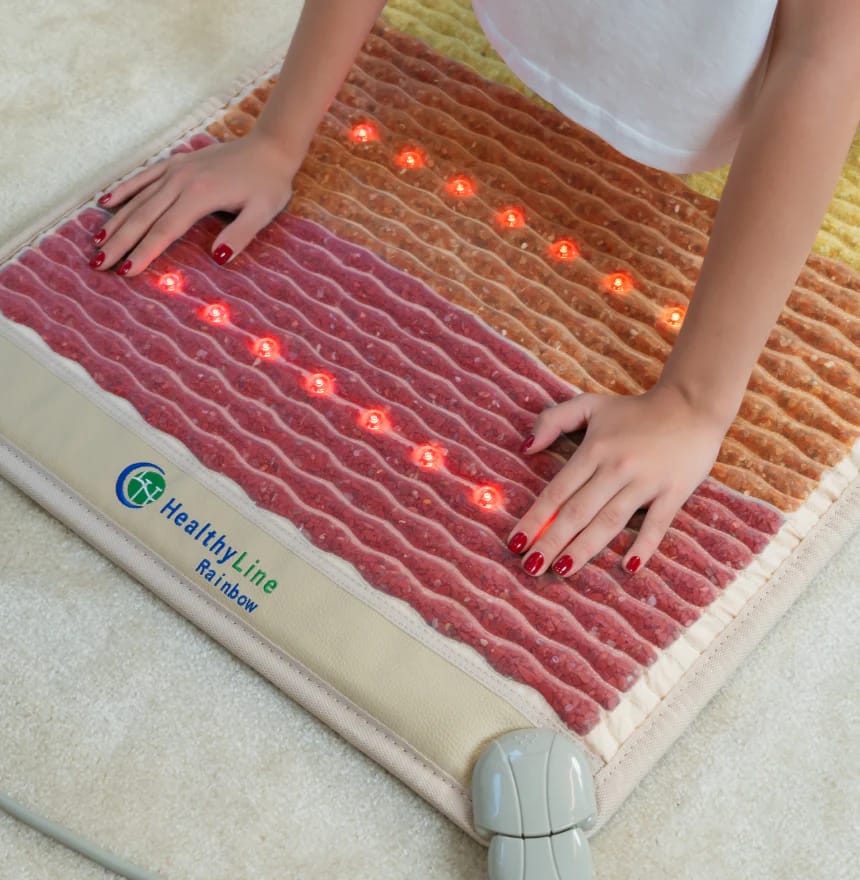 Yoga snake pose on the HealthyLine mat enhancing energy flow