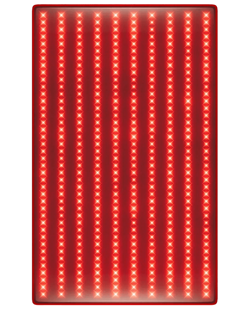 BestQool Red Light Mat activated displaying full LED array in treatment mode