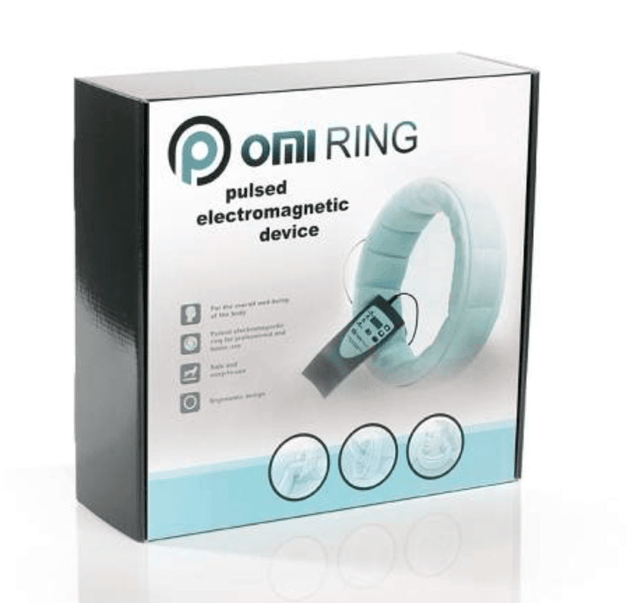 OMI PEMF Ring Review – packaging of portable PEMF device for localized joint therapy
