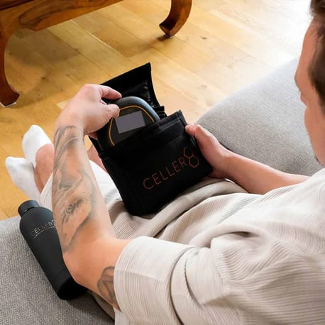 Celler8 being removed from carry bag for daily use