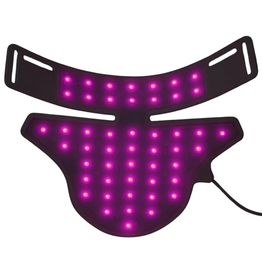 Nushape Neck Device interior displaying purple LED wavelength mode for combination light therapy treatment