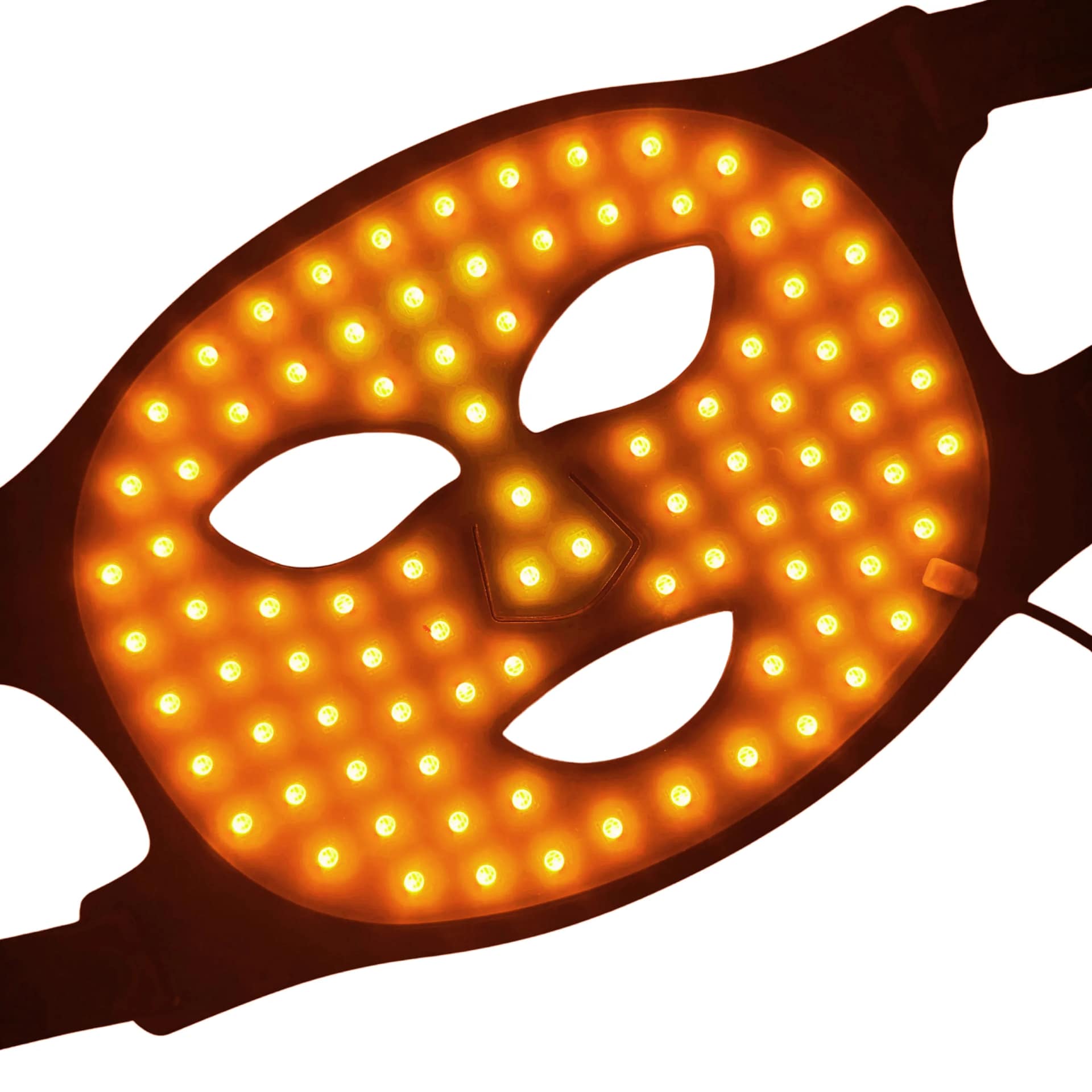 Therasage LED Mask illuminated with orange wavelength for skin revitalization treatment