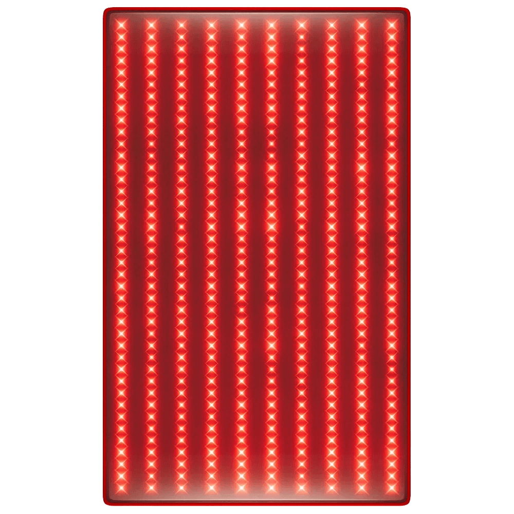 BestQool Red Light Mat activated displaying full LED array in treatment mode